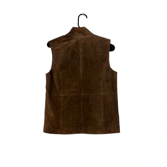 Ruff Hewn Brown Suede Leather Zip up Vest Women's Size Small - Picture 3 of 3